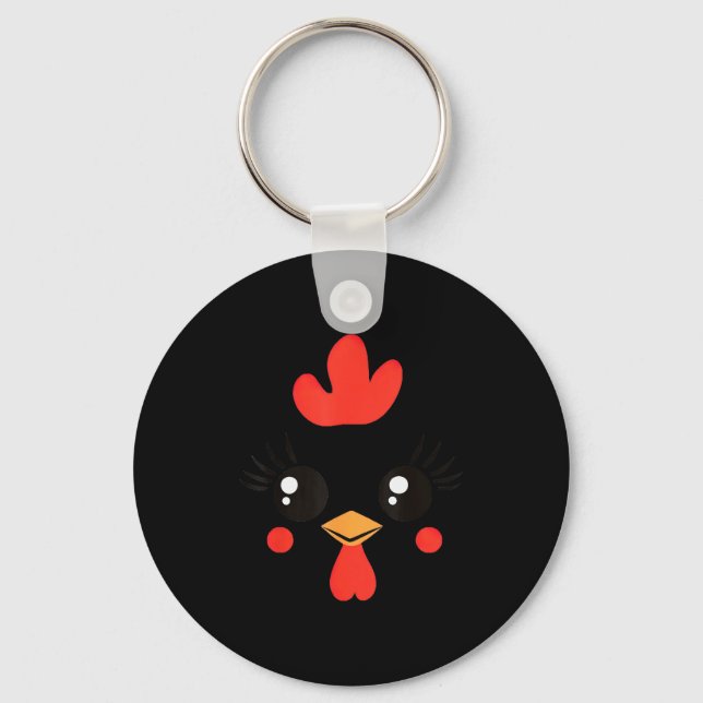 Funny Chicken Face Halloween  Keychain (Front)