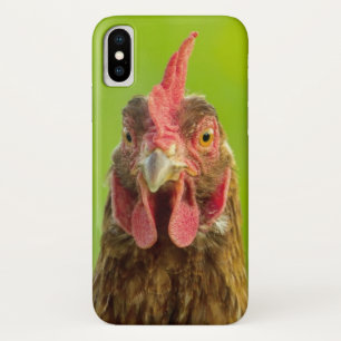 Funny Chicken Face on Green iPhone X Case