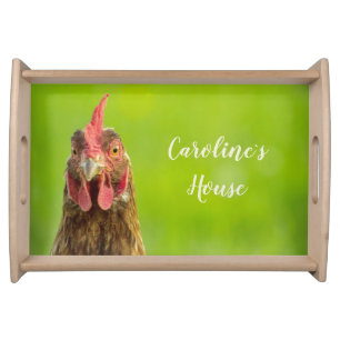 Funny Chicken Farm Animal Personalized Name Serving Tray