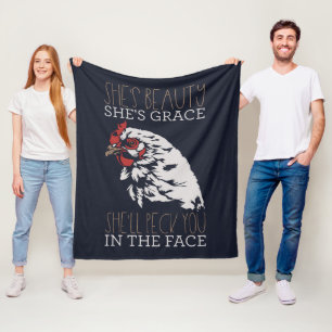 Funny Chicken Farmer She's Grace Beauty Fleece Blanket