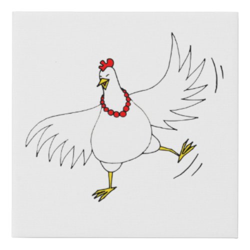 Funny Chicken  Faux Canvas Print