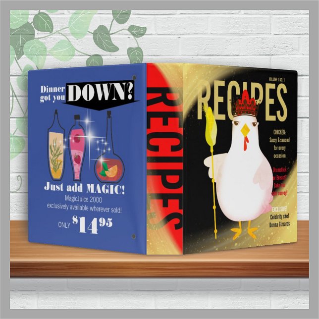 Funny chicken faux magazine recipe cookbook binder (Creator Uploaded)