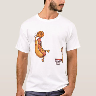 Funny chicken Food Dog Basketball Player  T-Shirt