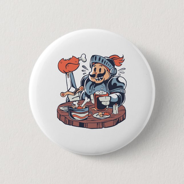 Funny Chicken Food Pun Button (Front)