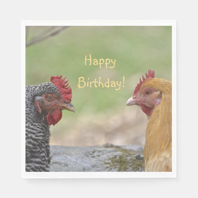 Funny Chicken Happy Birthday Napkins (Front)