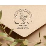 Funny Chicken Happy Mail Return Address Stamp<br><div class="desc">An original, illustrated, personalized stamp for your business! Customers will love the chicken pun, "Just Chicken In"! Set yourself apart with these funny but classy chicken return address business stamps and stamp your promotional mailings with cute hen art sure to make your customers smile! The decorative hen design features an...</div>