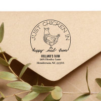 Funny Chicken Happy Mail Return Address Stamp
