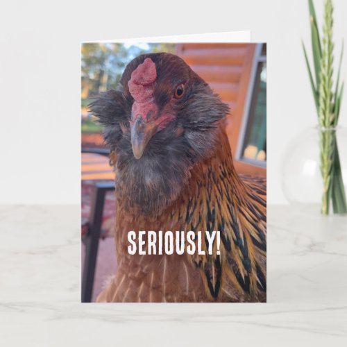 Funny Chicken Head Close_Up Photograph Card