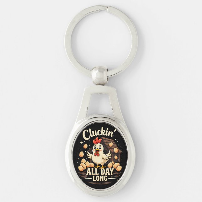 Funny Chicken Humor Rustic Farm Life Keychain (Front)