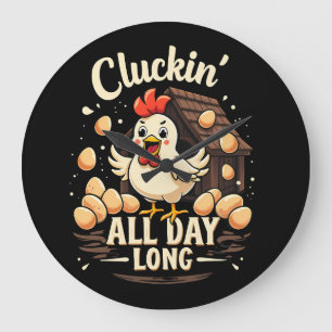 Funny Chicken Humor Rustic Farm Life Large Clock