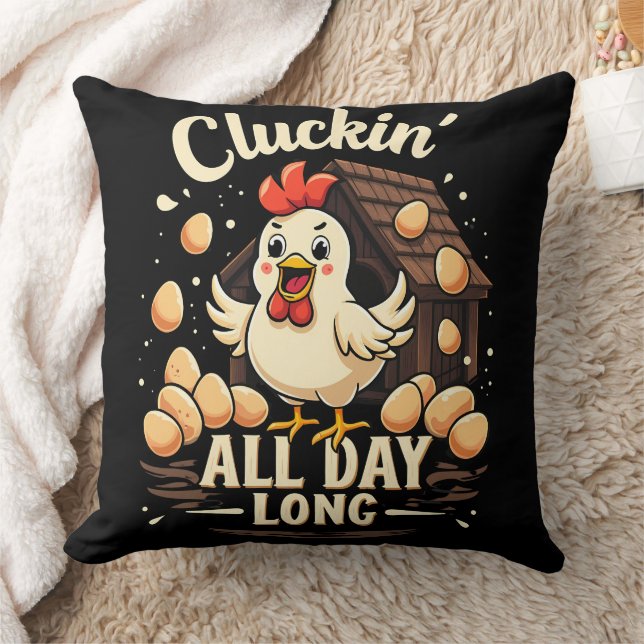 Funny Chicken Humor Rustic Farm Life Throw Pillow (Blanket)