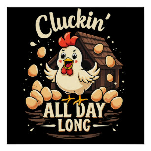 Funny Chicken Humor Rustic Farm Life Throw Pillow Poster