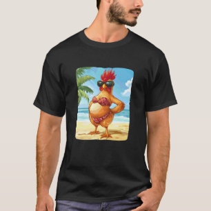 Funny Chicken in Bikini for Swimsuit and Beach Lov T-Shirt
