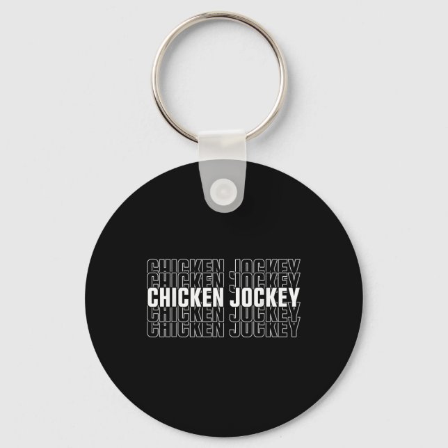 Funny Chicken Jockey Stacked Repeat Font Fun Gag M Keychain (Front)