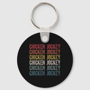 Funny Chicken Jockey Stacked Repeat Font Fun Gag M Keychain