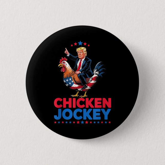 Funny Chicken Jockey Trump Meme  Button (Front)