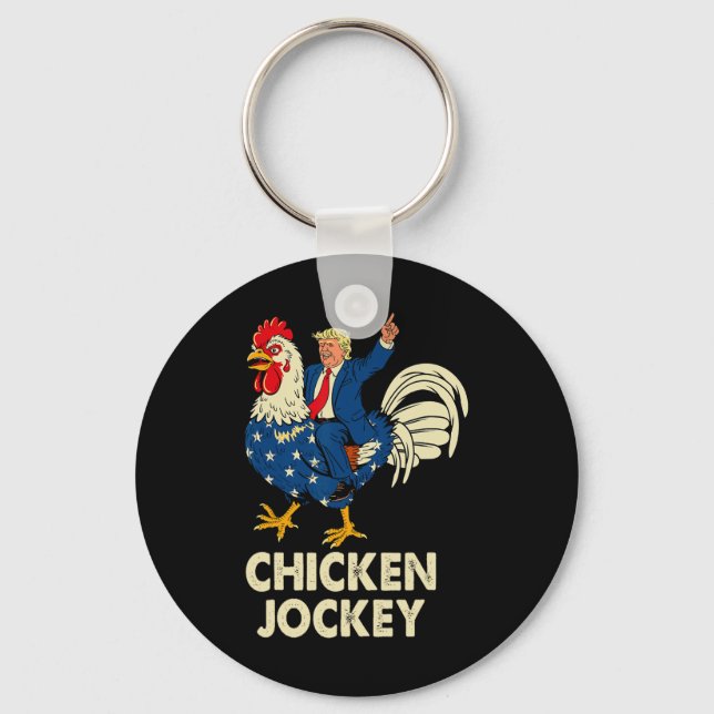 Funny Chicken Jockey Trump Meme For Men Women  Keychain (Front)