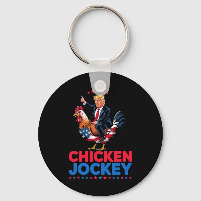 Funny Chicken Jockey Trump Meme  Keychain (Front)
