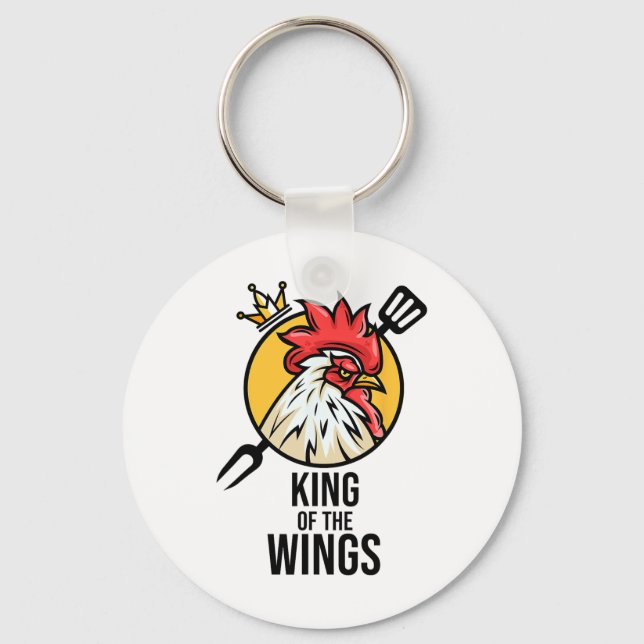 Funny Chicken King Wings Fans Bbq Drumstick Gift F Keychain (Front)