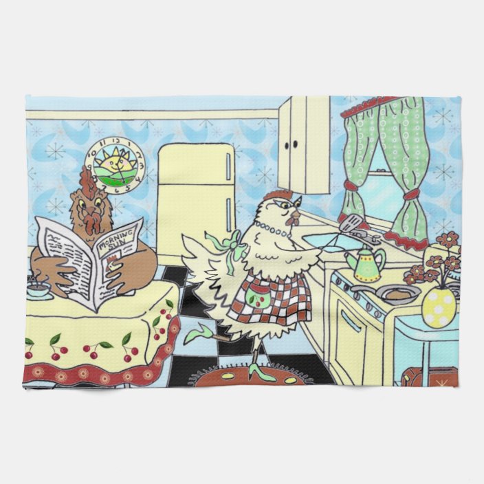 Funny Chicken Kitchen Towels Zazzle Com