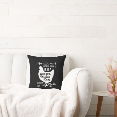 funny chicken lady word art throw pillow