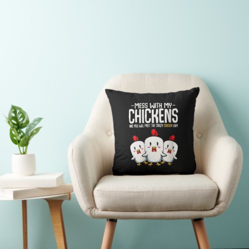 funny chicken lady word art throw pillow