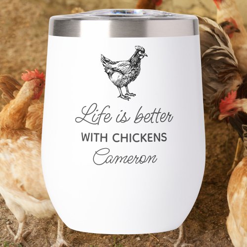 Funny Chicken Lover Gift Vintage Farm house  Thermal Wine Tumbler