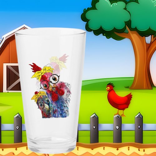 funny chicken lovers farm animal glass