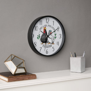 funny chicken lovers word art clock