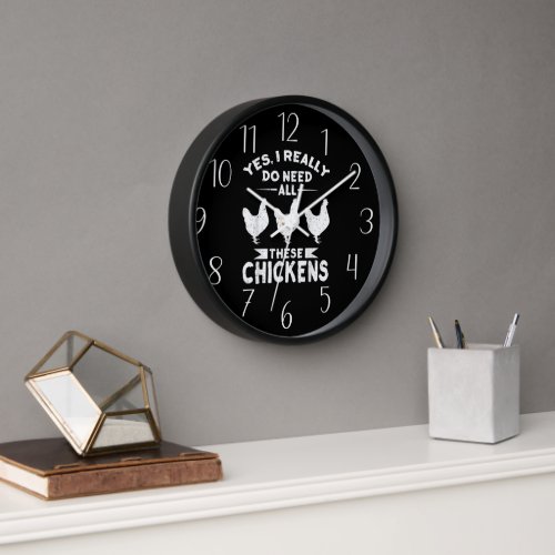 funny chicken lovers word art Large Clock