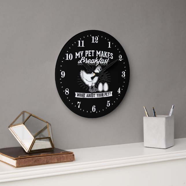 funny chicken lovers word art large clock (Office)