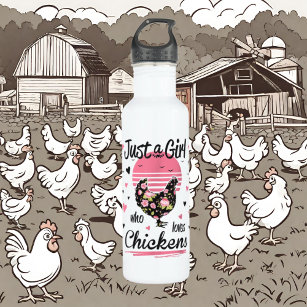 funny chicken lovers word art  stainless steel water bottle