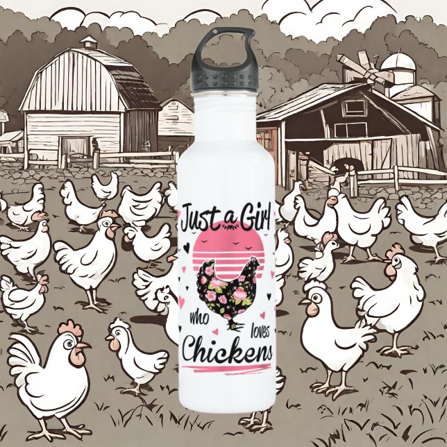 funny chicken lovers word art  stainless steel water bottle (Creator Uploaded)