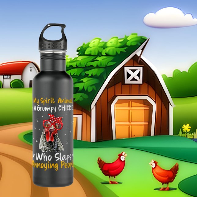 funny chicken lovers word art  stainless steel water bottle (Creator Uploaded)