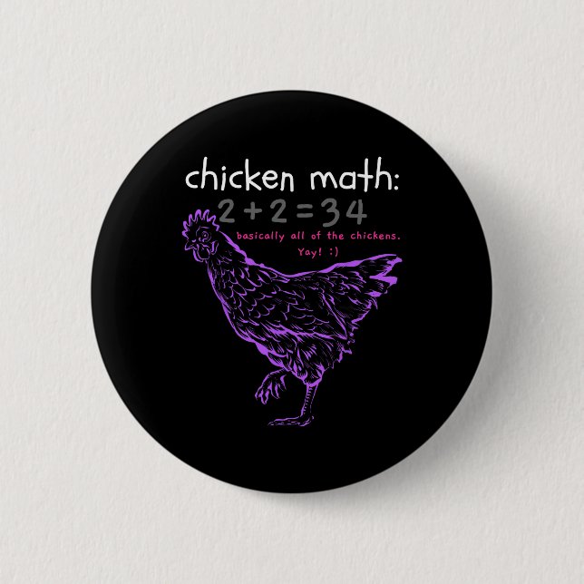 Funny Chicken Math  Button (Front)