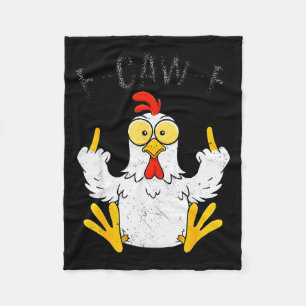 Funny Chicken Middle Finger F-caw-f Rooster Meme Fleece Blanket