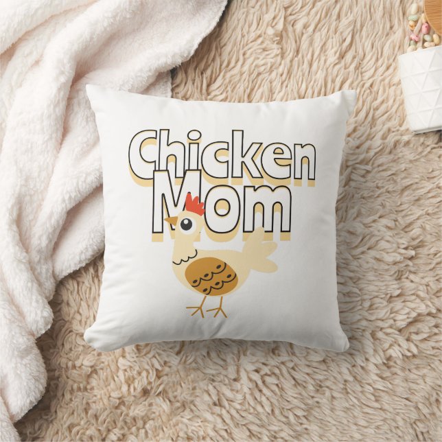 Funny Chicken Mom  Throw Pillow (Blanket)