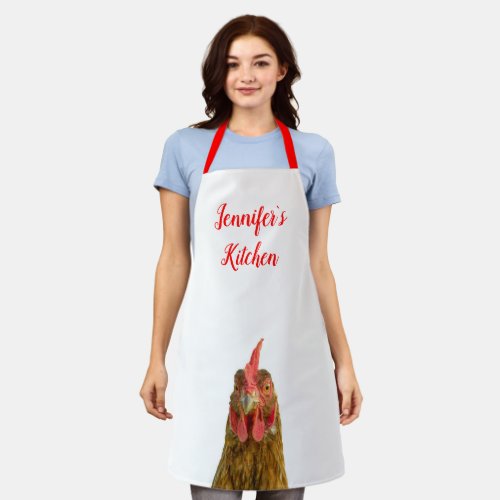 Funny Chicken Name All_Over Print Apron