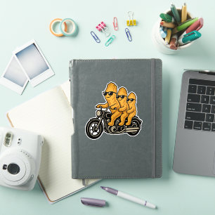 Funny Chicken Nuggets Riding a Motorcycle Sticker
