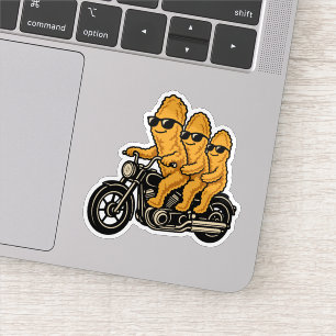 Funny Chicken Nuggets Riding a Motorcycle Sticker