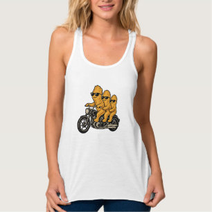 Funny Chicken Nuggets Riding a Motorcycle Tank Top