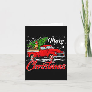 Funny Chicken On Red Truck Christmas Tree Christma Card