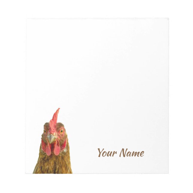 Funny Chicken Personalized Name Notepad (Front)