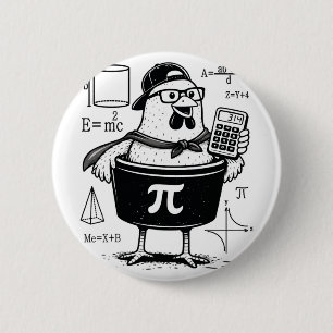 Funny Chicken Pot Holding Calculator Math Teacher Button