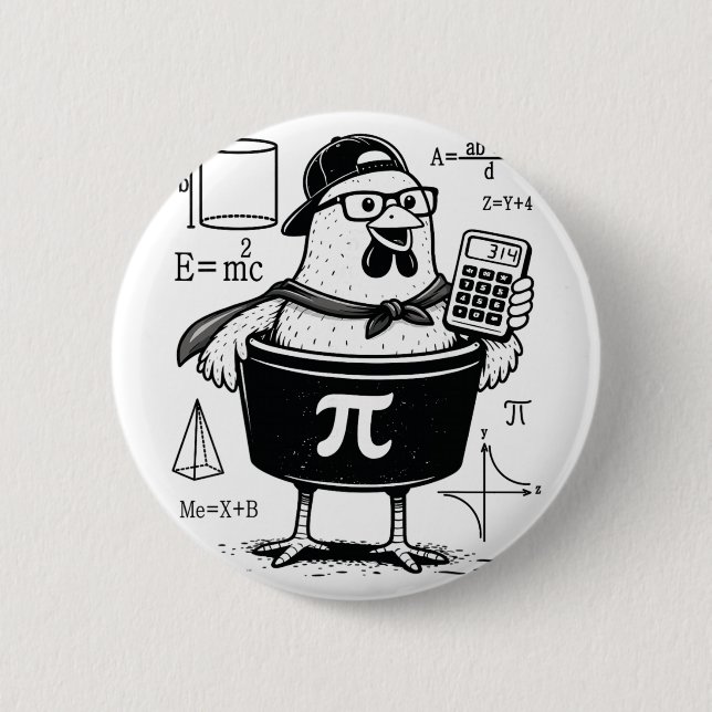 Funny Chicken Pot Holding Calculator Math Teacher  Button (Front)