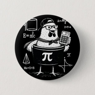 Funny Chicken Pot Holding Calculator Math Teacher  Button