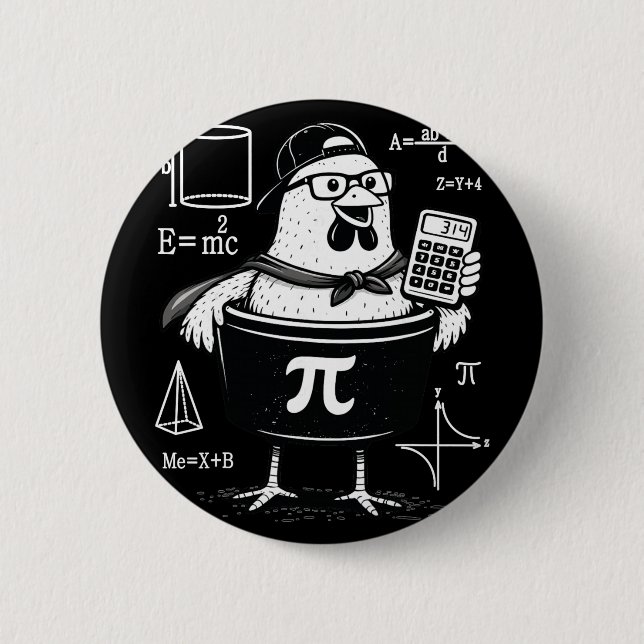 Funny Chicken Pot Holding Calculator Math Teacher  Button (Front)