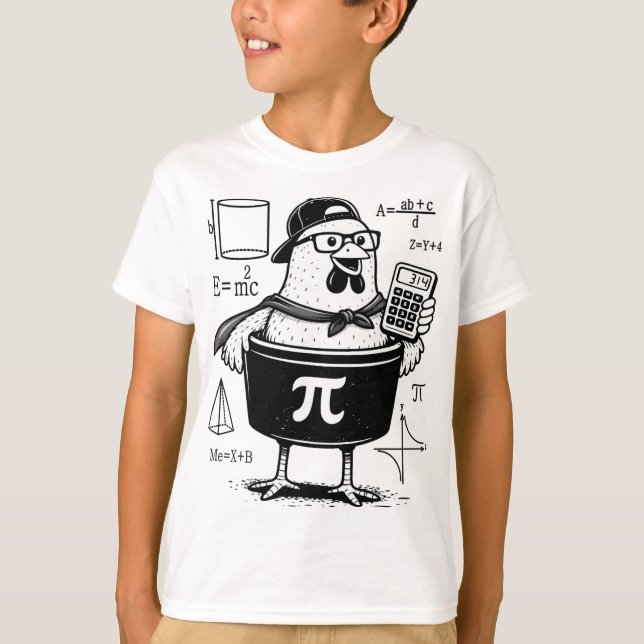 Funny Chicken Pot Holding Calculator Math Teacher  T-Shirt (Front)