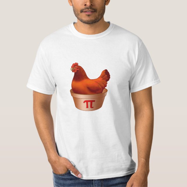 Funny Chicken Pot Pi (Pie) Red Hen T-Shirt (Front)