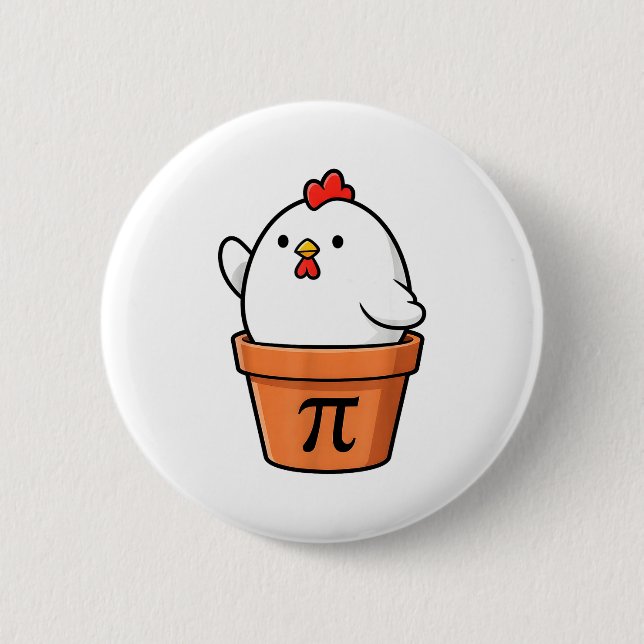 Funny Chicken Pot Pie Happy Pi Day 3.14 Math Teach Button (Front)